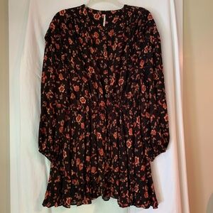 Free People black orange "Flower Fields" mini dress/tunic